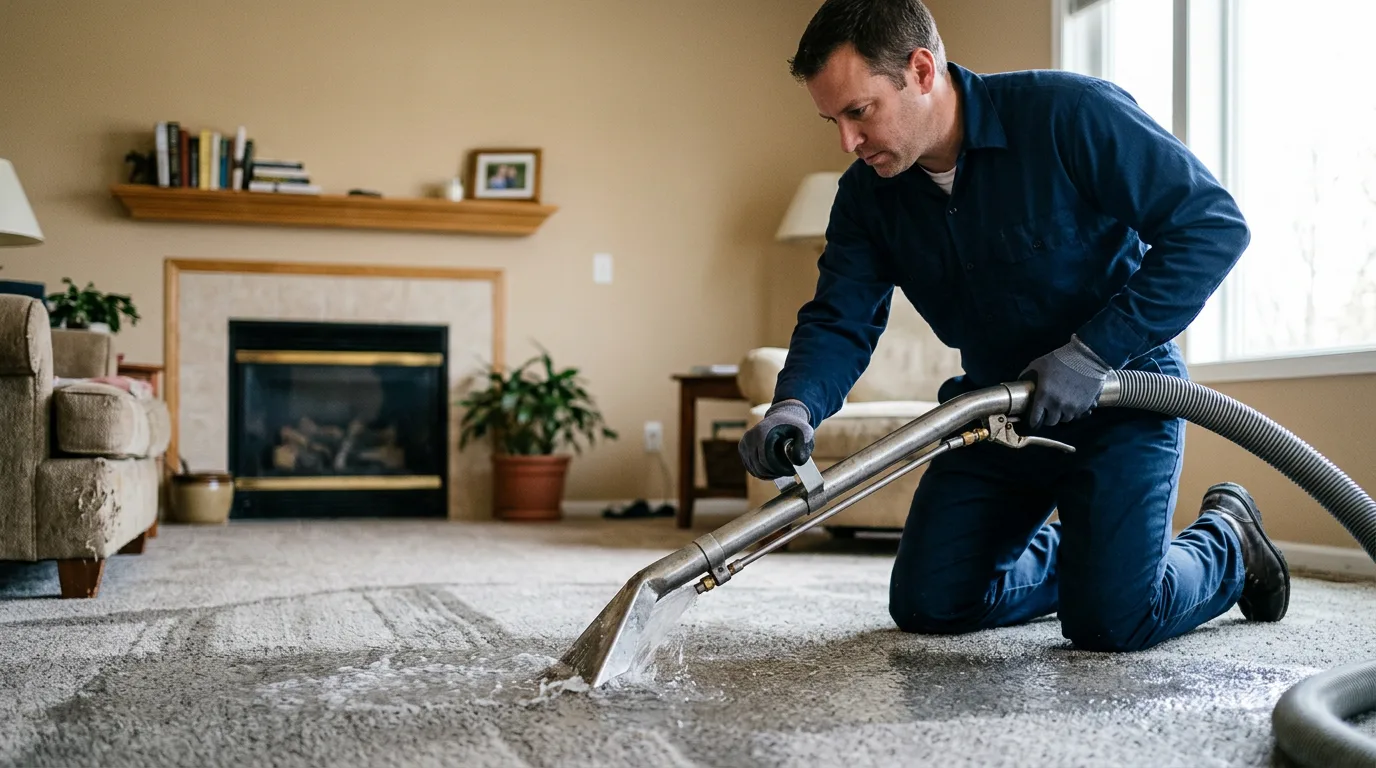 Water damage restoration technician working near Ansonia, CT